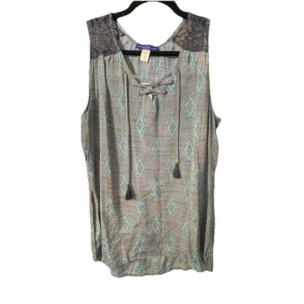 NWT Simply Styled by Sears Women Sleeveless Tassels Lace Boho Sz Med